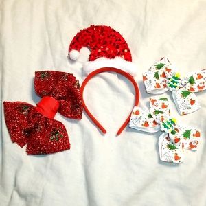 HOLIDAY GLAM BLING FASCINATOR AND BOWS LOT OF 4